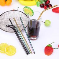 5Pcs Eco-Friendly Reusable Metal Drinking Straws With Cleaner Brush Stainless Steel Material For Kitchen Bar Cocktail Accessory Specialty Glassware