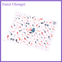 Fanzi Red Koi Fish ปลาทอง5D สติกเกอร์ติดเล็บตัวอักษรสติกเกอร์3D รูปตกแต่งเล็บจีน