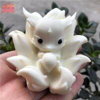 ❀ Ivory Fox Handle Embossed Nine-Tailed Fox สัตว์น่ารักชาสัตว์เลี้ยงตู้ปลางานฝีมือตกแต่งรถยนต์