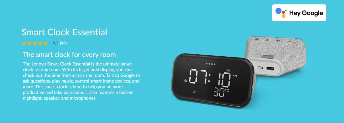 Lenovo Smart Clock and Smart Speaker Essential with Google Assistant - 4 Lenovo Smart Clock and Smart Speaker Essential with Google Assistant - 4