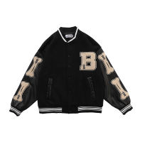 Hip Hop Furry Bone Patchwork เสื้อแจ็คเก็ตบุรุษ Harajuku Casual er Varsity Jacket ผู้หญิงเบสบอลเสื้อ Uni WQ573