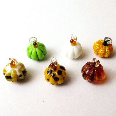 6Pcs Hanging Mini Glass Pumpkin Craft Ornaments Cute Exquisite Gifts Festival Party Home Garden Decor Pendant Charms Accessories
