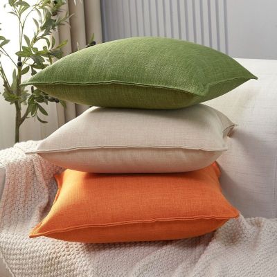 【SALES】 Pure color cotton and linen sofa pillow fine cushion cover living room without core bedside large backrest