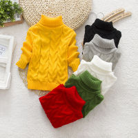 IENENS Kids Boy Turtleneck Sweater Winter Warm Clothes Solid Color Pullover Children Knitted Sweater 2-9 Years