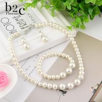 Phoenix B2C 1ชุดเครื่องประดับงานแต่งงานชุดประณีตฝังศิลปะ Faux Pearl สร้อยคอต่างหูสร้อยข้อมือสำหรับจัดเลี้ยง1ชุด Stylish