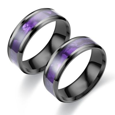 สินค้าใหม่แผ่นแปะสีม่วงเหล็กไทเทเนียมสีดำแหวนคู่ลักษณะเฉพาะตัว