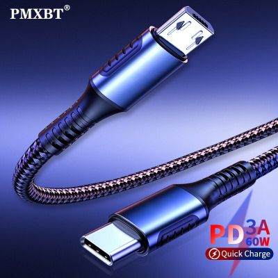 Charger PD USB Type C To Micro USB Cable For Samsung s7 s6 s5 Xiaomi Note 6 Sony LG 60W Fast Charging Data Wire Android Microusb Docks hargers Docks C