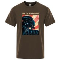 เสื้อยืดพิมพ์ลาย Xenomorphs สำหรับผู้ชายเข้าร่วมท็อปส์ซูคอรอบฮาราจูกุผ้าฝ้ายสูงฤดูร้อนขายส่งตลกเสื้อยืดแบรนด์เสื้อยืดผู้ชายสไตล์ป๊อปยูนิเซ็กส์ Xs-3xl