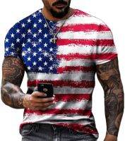 RJRA American Flag Print Mens Short Sleeve T-Shirt