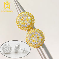 Moissanite ต่างหูกลมสำหรับผู้หญิง S925 Silver Ear Studs เครื่องประดับเพชรแท้ Pass Tester พร้อม GRA จัดส่งฟรี