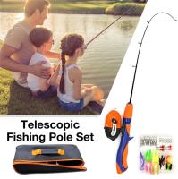 Child Fishing Rod Set Telescopic Portable Lightweight Comfortable Grip Fishing Rod Kit With Reel Bait Box Fish Equipment