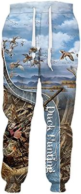 Popular Animal Duck Hunting Pants 3D Printing Mens and Womens Hip-Hop Harajuku Autumn Casual Pants Trousers 3 XXXL