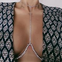 【YF】 XIKH Rhinestones Hollow U Shape Support Female Body Chain Beach Party Women Tassel Chest Jewelry Girl Bra Accessories Gift