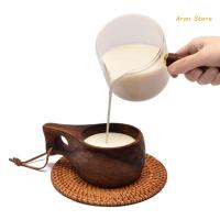 210ML ฟินแลนด์ Kuksa แบบพกพาแก้วกาแฟไม้ Handmade ถ้วยนม Handgrip อาหารเช้าดื่มครัว Drinkware