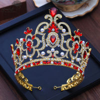 Amart Baroque Gold Vintage คริสตัลสีแดงเจ้าสาว Tiaras งานแต่งงานอุปกรณ์เสริมผม Rhinestone ประกวดพรหมมงกุฎสำหรับเจ้าสาว Headban