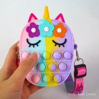 New Cute Unicorn Simple Dimple Messenger Bag Fidget Toys Push Bubble Anti-stress Childrens Toy Pop Its Keychain Wallet Popits Christmas Gift Girlfriend GiftNew Crossbody Silicone Bag