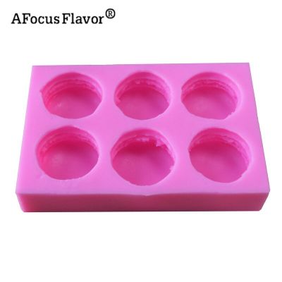 ；【‘； 1 Pc 6 Hole Hamburger Silicone Mold 3D Macaron Soap Form Mold Cake Decoration Chocolate Stencil Biscuit Baking Mold For Soap