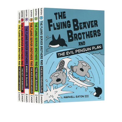 Original English version of the flying beaver Brothers series 6 copies of full-color cartoon picture books childrens cartoon bridge chapters and books for teenagers after class reading