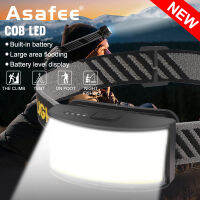 Asafee 400LM G26B COB LED super bright outdoor headlight Mountaineering work light Headlight 4-gear press switch Built-in battery IPX4 waterproof