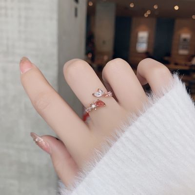 Korean Version of the New Micro-set Crystal Zircon Ring Sweet French Elegant Flower Ring Net Red Popular Jewelry