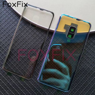 Foxfix กระจกใสสำหรับ Galaxy S9 Plus เคสแผงที่อยู่อาศัยด้านหลังฝาหลังปิดโทรศัพท์ด้านหลังพร้อมอะไหล่กล้องถ่ายรูป + สติกเกอร์