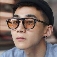 Orange Round Frame Jelly Single Beam Sunglasses Korean Fashion Glasses Punk Rice Nail Glasses Eyewears for Men Vintage UV400