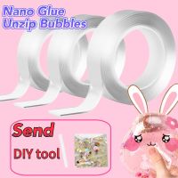 ◑✒► Multipurpose Nano Bubble Tape Diy Blowing Craft Children Pinch Toy Making Reusable High Sticky Transparent Double-Sided Adhesive