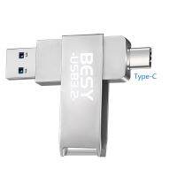 BESY Pendrive USB3.2 256 512 GB,อะแดปเตอร์หน่วยความจำแฟลชไดรฟ์ Type-C ความเร็วสูง128สำหรับ Artphone Samsung แท็บเล็ตพีซี HUAWEI