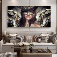 SELFLESSLY Wall Art Canvas Pictures For Living Room Home Decor Steampunk Angels Glasses Print Canvas Oil Painting No Frame