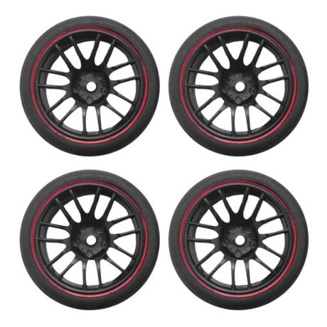 4pcs 12mm hub wheel rims & rubber tires for rc 1 10 on-road touring drift car r 2