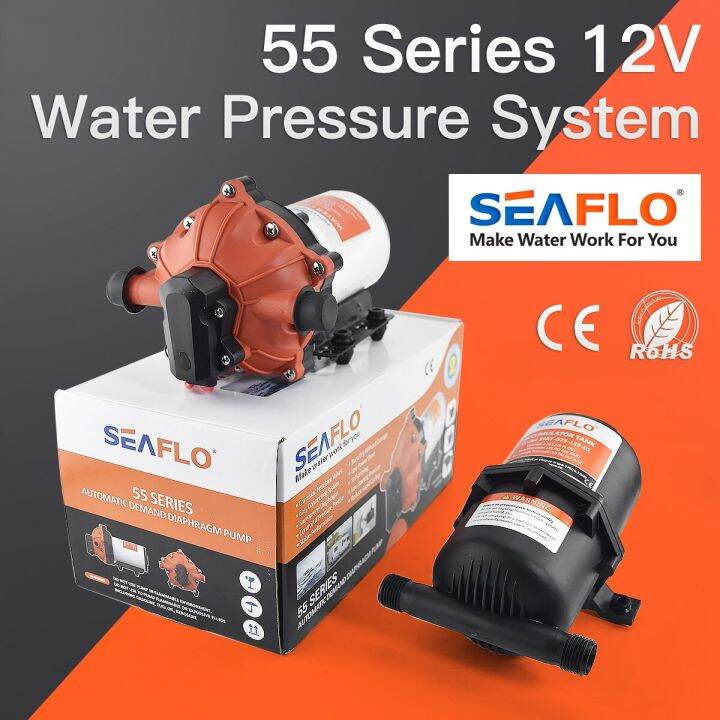 SEAFLO 55 Series Diaphragm Water Pump With Accumulator Tank 0.75 Liter