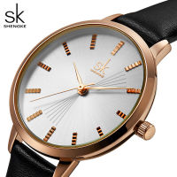 Shengke Women Watches Fashion Leather Band Watch Ladies Luxury Brand Diamond Quartz Gold Wrist Watches Gifts for Wife Lover