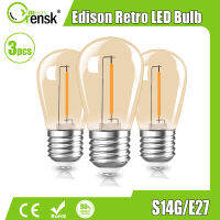 หลอดไฟ LED สำหรับตกแต่ง S14 E27ไฟ LED 1W 2W,หลอดไฟอะไหล่หลอดไฟสีอำพันสีขาวอบอุ่นย้อนยุคไส้หลอดไฟตกแต่งกลางแจ้งสำหรับสวนลานระเบียงสนามหญ้างานแต่งงานงานปาร์ตี้