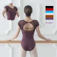 【hot】 ballet leotards for women dance costume short sleeve button black Mesh lace rhythmic gymnastics leotard Bodysuit