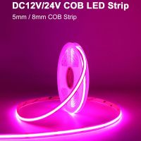 12V 24V COB LED Strip Light High Bright Led Tape Light Bar Pink White Color CRI 90 Linear Ribbon for Kitchen Room Decor