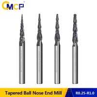 【LZ】 CMCP Milling Cutter 1pc R0.25/R0.5/R0.75/R1.0 3.175mm Shank Tapered Ball Nose End Mill Carbide Wood Engraving Bit CNC Router Bit