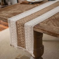 Christmas Felt Table Runner Natural Jute Splicing Bohemian Style Table Runners With Tassels Dining Wedding Home Table Decoration