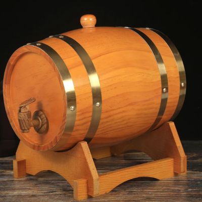 Oak Barrel 1.5 L 3 L Oak Storage Barrel ซับในฟอยล์ในตัวเพื่อจัดเก็บวิสกี้เบียร์ไวน์ Bourbon ndy C