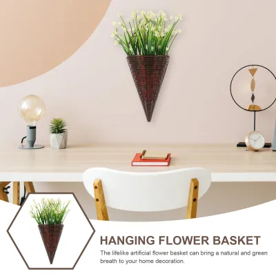 Farmhouse-style Door Decoration Farmhouse Simulation Flower Pots Farmhouse Style Flower Pots Wall Decoration With Artificial Flowers Hanging Flower Baskets