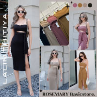 LALIN Dress เดรสเว้าท้อง ผ้าร่องเนื้อนิ่มกระชับ งานป้าย Thitiya #Rosemary Basicstore