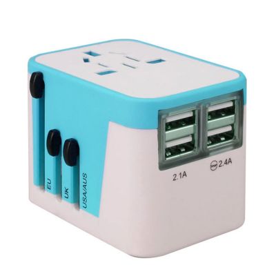 【NEW Popular】4พอร์ต USB AllOneInternational Plug AdapterTravel ACCharger พร้อม AUUKPlug