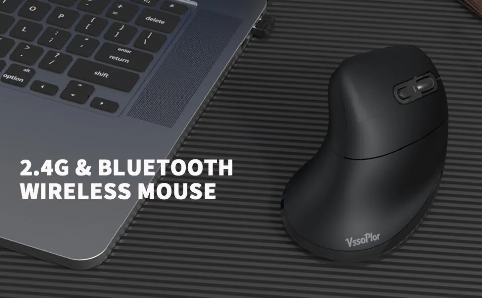 Bluetooth Ergonomic Mouse, Vssoplor BT1+BT2+2.4G Wireless Vertical Optical  Mouse,1000 / 1600 / 2400 DPI and 5 Buttons Mice for Laptop, PC, Computer,  Mac OS 