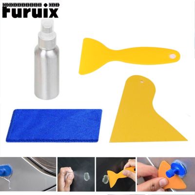 【YF】 Paint Dent Repair plastic scraper to glue from car body with Rag alcohol bottle for removing the silicone