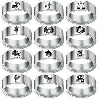 Trendy Zodiac Sign Stainless Steel Ring for Female Simple Design Sliver Color Finger12 Constellations Jewelry Accessories