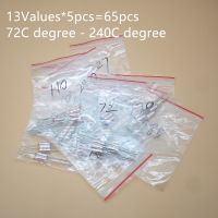 XMM-13 Values=65pcs Assortment Kit Thermal Fuse 10a 250v Thermal Cutoffs 72c Degree - 240c Degree Temperature Fuse