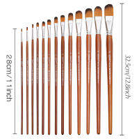 Dainayw 13pcs Filbert Brushes Professional Long Handle Paint Brushes Watercolor Painting Brush For Oil Acrylic Nylon Hair