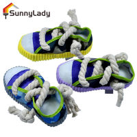 SunnyLady รองเท้าแตะเชือกสัตว์เลี้ยงสุนัขผ้าฝ้ายหลากสี,ของเล่น Molar ทำความสะอาดฟันกันกัดสำหรับบรรเทาความเบื่อ