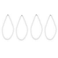 4X Charm Pearl Necklace W. Metal Clasp