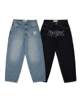 【YD】 Pockets Patchwork Baggy Jeans Fashion Streetwear Denim Trouser Loose Waist 90S Clothing