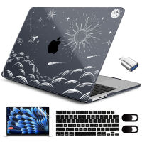 เคสสำหรับ MacBook Air 13.3 13.6 15นิ้ว Pro13 14 16 "M2ชิป M1 2023-2012 A2941 A2681 A2337 A2338 A2179 A1932 A2159 A2289 A1708แล็ปท็อปที่มีแผ่นครอบแป้นพิมพ์ + ปกป้องหน้าจอ + อะแดปเตอร์ USB C + ฝาปิดเลนส์